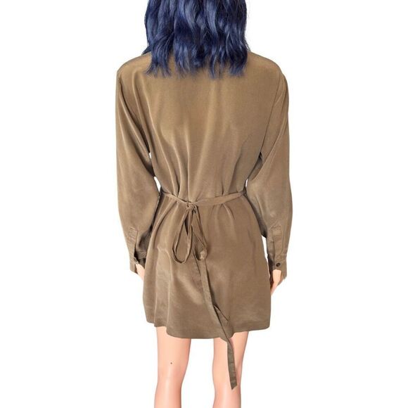 Equipment Femme Antheme Silk Wrap Dress Desert Palm Brown - Picture 4 of 6